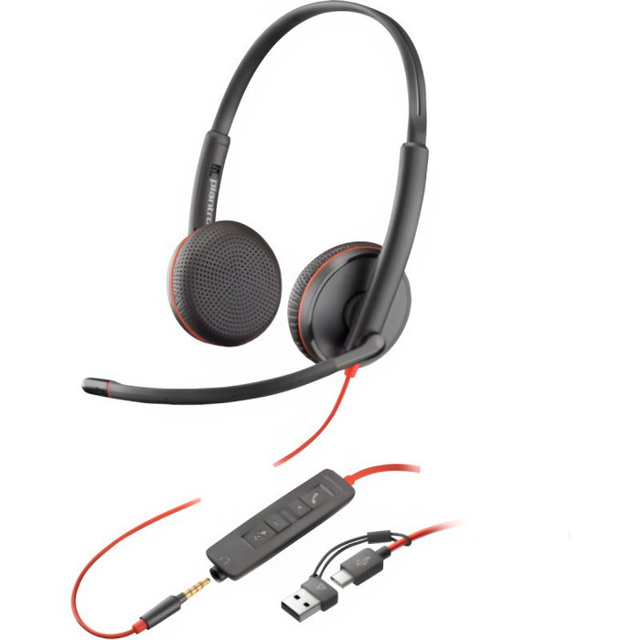 Poly Blackwire 3225 Stereo USB-C Headset con conector 3,5 mm y adaptador USB-C/A, Negro Poly Blackwire 3225 Stereo USB-C Headset con conector 3,5 mm y adaptador USB-C/A, Negro